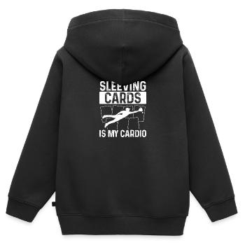 Baseball Card Collector Cards is my Cardio Deck - Kinder Premium Organic Zip Hoodie - Schwarz - Hinten - AI Model Kid Male (0cm)