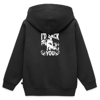 D-Line Pass Football Team End Defensive Tackle - Sweat Premium à capuche zippé enfant bio - noir - Dos - AI Model Kid Male (0cm)