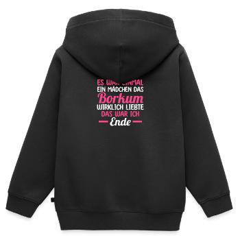 Nordsee Borkum - Kinder Premium Organic Zip Hoodie - Schwarz - Hinten - AI Model Kid Male (0cm)