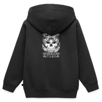 Film underground, Cinéma indépendant, Horreur - Sweat Premium à capuche zippé enfant bio - noir - Dos - AI Model Kid Male (0cm)