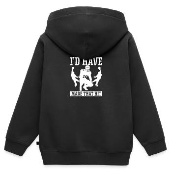 La sécurité rendue qui a frappé le joueur de défense homme à homme - Sweat Premium à capuche zippé enfant bio - noir - Dos - AI Model Kid Male (0cm)