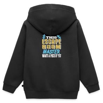 Ce maître de salle d’évasion veut un morceau de vous - Sweat Premium à capuche zippé enfant bio - noir - Dos - AI Model Kid Male (0cm)