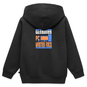 Glorieuse course PC Master - Sweat Premium à capuche zippé enfant bio - noir - Dos - AI Model Kid Male (0cm)