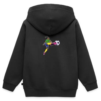 Brazilian National Soccer Team I Football Brazil - Kinder Premium Organic Zip Hoodie - Schwarz - Hinten - AI Model Kid Male (0cm)