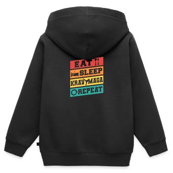 Krav Maga Apparel Israélien Self - Sweat Premium à capuche zippé enfant bio - noir - Dos - AI Model Kid Male (0cm)