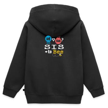 He or She Sis To Bee Gender Reveal Family Baby - Kinder Premium Organic Zip Hoodie - Schwarz - Hinten - AI Model Kid Male (0cm)