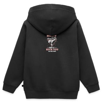 She Is Beauty She Is Grace She Will Kick You In - Kids Premium Organic Zip-up Hoodie - black - Back - AI Model Kid Male (0cm)