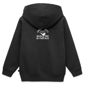 She Is Beauty She Is Grace She Will Kick You In - Kids Premium Organic Zip-up Hoodie - black - Back - AI Model Kid Male (0cm)