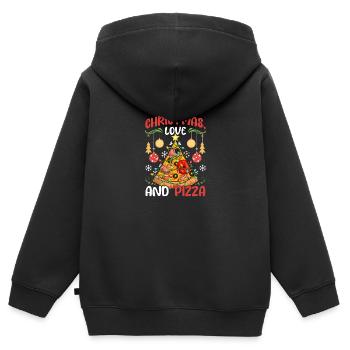 Pizza Junk Food lustiger Spruch Weihnachten, Liebe - Kinder Premium Organic Zip Hoodie - Schwarz - Hinten - AI Model Kid Male (0cm)
