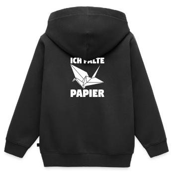 Ich falte Papier - Kinder Premium Organic Zip Hoodie - Schwarz - Hinten - AI Model Kid Male (0cm)