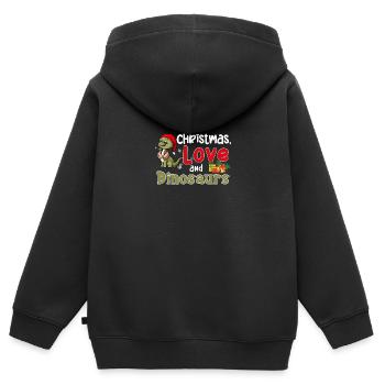 Ce garçon aime les dinosaures enfants garçon garçon Dino - Sweat Premium à capuche zippé enfant bio - noir - Dos - AI Model Kid Male (0cm)