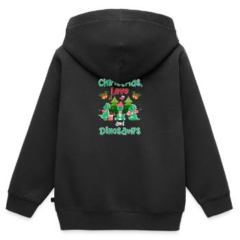 Ce garçon aime les dinosaures enfants garçon garçon Dino - Sweat Premium à capuche zippé enfant bio - noir - Dos - AI Model Kid Male (0cm)
