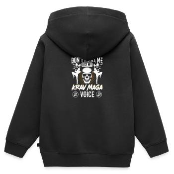Krav Maga Apparel Israélien Self - Sweat Premium à capuche zippé enfant bio - noir - Dos - AI Model Kid Male (0cm)