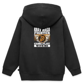 Krav Maga Apparel Israélien Self - Sweat Premium à capuche zippé enfant bio - noir - Dos - AI Model Kid Male (0cm)