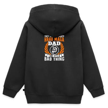 Krav Maga Apparel Israélien Self - Sweat Premium à capuche zippé enfant bio - noir - Dos - AI Model Kid Male (0cm)