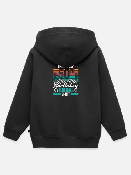 50 jaar oude wandelen mannen bergbeklimmen natuur - Kinder Premium zip hoodie biologisch - zwart