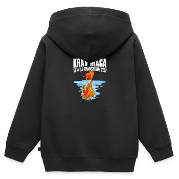 Krav Maga Apparel Israélien Self - Sweat Premium à capuche zippé enfant bio - noir - Dos - AI Model Kid Male (0cm)