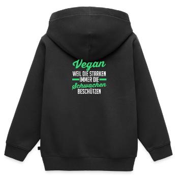 Fleischlos Vegan Pflanzlich Veganer - Kinder Premium Organic Zip Hoodie - Schwarz - Hinten - AI Model Kid Male (0cm)