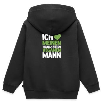 Fleischlos Vegan Pflanzlich Veganer - Kinder Premium Organic Zip Hoodie - Schwarz - Hinten - AI Model Kid Male (0cm)