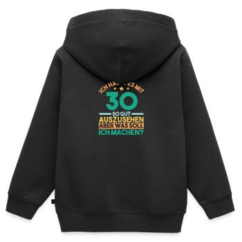 Dreißig Dreißigster 30 Jahre Geburtstag - Kinder Premium Organic Zip Hoodie - Schwarz - Hinten - AI Model Kid Male (0cm)