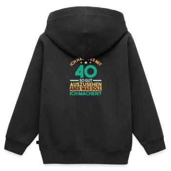 Vierzig Vierzigster 40 Jahre Geburtstag - Kinder Premium Organic Zip Hoodie - Schwarz - Hinten - AI Model Kid Male (0cm)