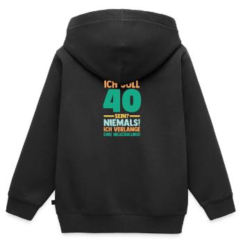 Vierzig 40 Jahre Vierzigster Geburtstag - Kinder Premium Organic Zip Hoodie - Schwarz - Hinten - AI Model Kid Male (0cm)