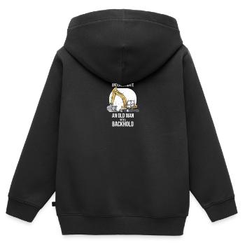 Opérateur de machine de chantier Pelle de chantier - Sweat Premium à capuche zippé enfant bio - noir - Dos - AI Model Kid Male (0cm)
