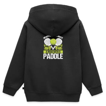 Paddle Tennis Player Match Never underestimate - Kinder Premium Organic Zip Hoodie - Schwarz - Hinten - AI Model Kid Male (0cm)