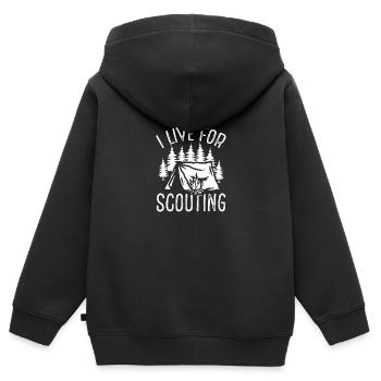 Chef scout Je vis pour les scouts scouts - Sweat Premium à capuche zippé enfant bio - noir - Dos - AI Model Kid Male (0cm)