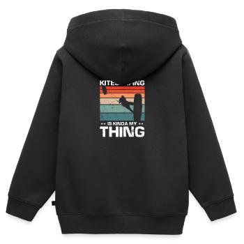 Le kitesurf c'est un peu mon truc Kite Kiteboarder - Sweat Premium à capuche zippé enfant bio - noir - Dos - AI Model Kid Male (0cm)