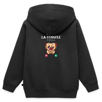 Humour Gamer Ado Joueur De Console cadeau - Sweat Premium à capuche zippé enfant bio - noir - Dos - AI Model Kid Male (0cm)