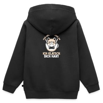 Fass Meinen Kaffee An Und Ich Klatsch Dich Hart Ka - Kinder Premium Organic Zip Hoodie - Schwarz - Hinten - AI Model Kid Male (0cm)