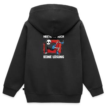 Hektik Ist Auch Keine Lösung - Kinder Premium Organic Zip Hoodie - Schwarz - Hinten - AI Model Kid Male (0cm)