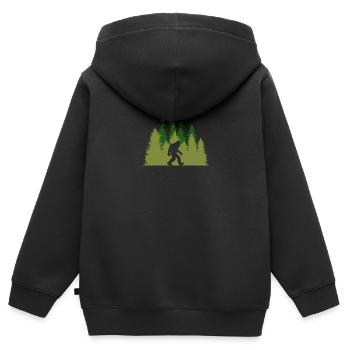 Bigfoot dans la forêt - Sweat Premium à capuche zippé enfant bio - noir - Dos - AI Model Kid Male (0cm)