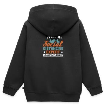 Je suis un expert social - Sweat Premium à capuche zippé enfant bio - noir - Dos - AI Model Kid Male (0cm)