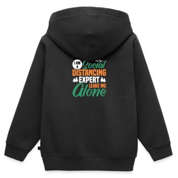Je suis un expert social - Sweat Premium à capuche zippé enfant bio - noir - Dos - AI Model Kid Male (0cm)