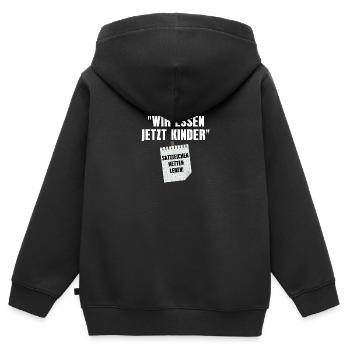 Wir Essen Jetzt Kinder Satzzeichen Retten Leben - Kinder Premium Organic Zip Hoodie - Schwarz - Hinten - AI Model Kid Male (0cm)