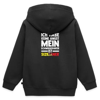Ich habe keine Angst mein Schwiegervater ist Sizil - Kinder Premium Organic Zip Hoodie - Schwarz - Hinten - AI Model Kid Male (0cm)
