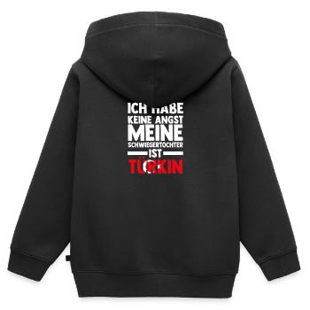 Ich habe keine Angst meine Schwiegertochter ist Tü - Kinder Premium Organic Zip Hoodie - Schwarz - Hinten - AI Model Kid Male (0cm)