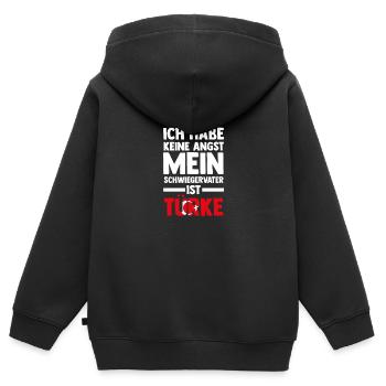 Ich habe keine Angst mein Schwiegervater ist Türke - Kinder Premium Organic Zip Hoodie - Schwarz - Hinten - AI Model Kid Male (0cm)