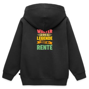 Walter die Legende geht in Rente - Kinder Premium Organic Zip Hoodie - Schwarz - Hinten - AI Model Kid Male (0cm)
