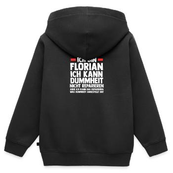Florian - Kinder Premium Organic Zip Hoodie - Schwarz - Hinten - AI Model Kid Male (0cm)
