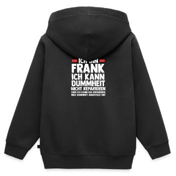 Frank - Kinder Premium Organic Zip Hoodie - Schwarz - Hinten - AI Model Kid Male (0cm)