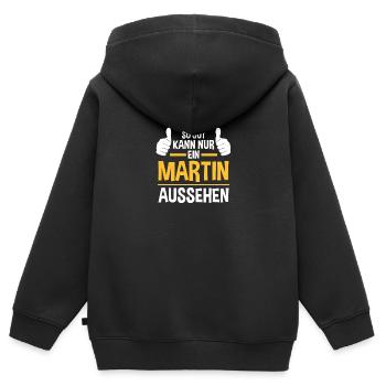 Martin - Sweat Premium à capuche zippé enfant bio - noir - Dos - AI Model Kid Male (0cm)