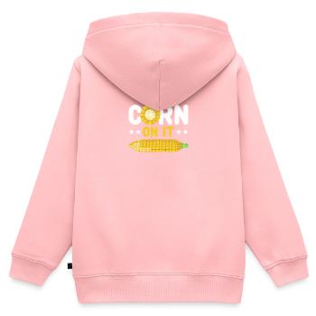 Maïs dessus - Sweat Premium à capuche zippé enfant bio - rose - Dos - AI Model Kid Female (0cm)