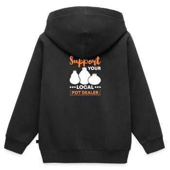 Soutenez votre Potdealer local - Sweat Premium à capuche zippé enfant bio - noir - Dos - AI Model Kid Male (0cm)