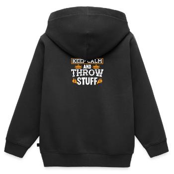 Calm an throw Stuff - Kinder Premium Organic Zip Hoodie - Schwarz - Hinten - AI Model Kid Male (0cm)
