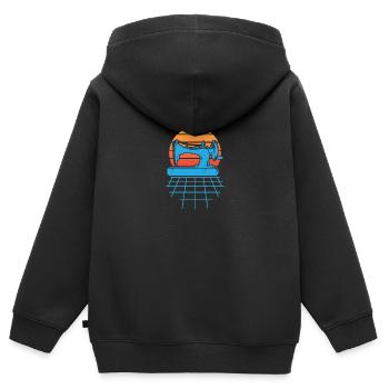 Conception de courtepointes - Sweat Premium à capuche zippé enfant bio - noir - Dos - AI Model Kid Male (0cm)
