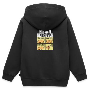 Hund Golden Retriever - Kinder Premium Organic Zip Hoodie - Schwarz - Hinten - AI Model Kid Male (0cm)