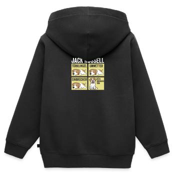Hund Jack Russell - Kinder Premium Organic Zip Hoodie - Schwarz - Hinten - AI Model Kid Male (0cm)